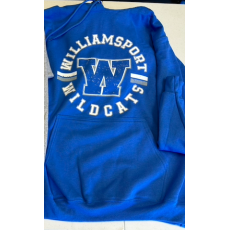 Royal Blue Distressed Circle Fleece Pullover Hooded Sweatshirt Wildcat Logo 